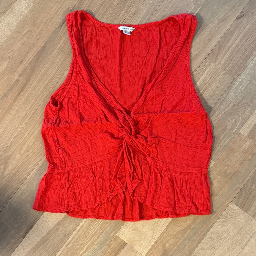 American Eagle Outfitters Red Twist-Front Tank Top